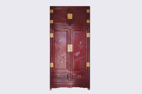 磐石高端中式家居装修深红色纯实木衣柜