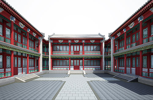 磐石北京四合院设计古建筑鸟瞰图展示